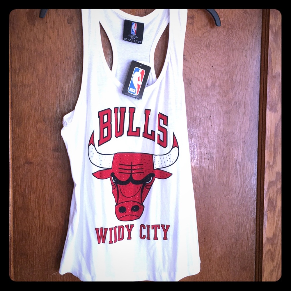 NBA Chicago Bulls White Graphic Racerback Tank Top